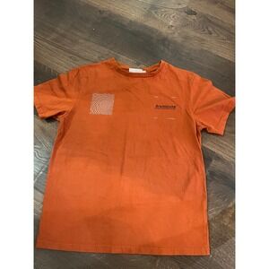 Men's‎ Arcminute Graphic Print Tee Cotton Short Sleeve Casual Top Orange Small